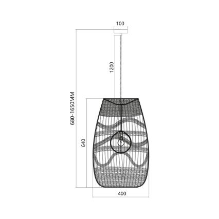 Pendel ARONA 1xG9/9W/230V diameter 40 cm Rattan/sort