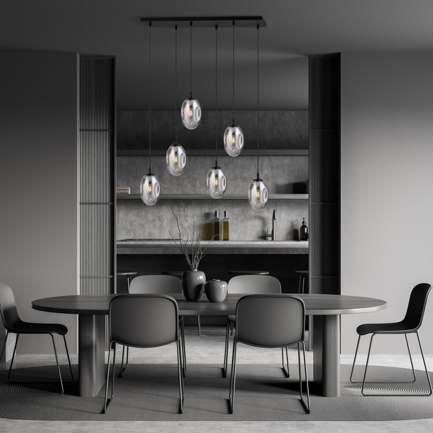 Pendel ASTRAL 6xE14/10W/230V sort/røget