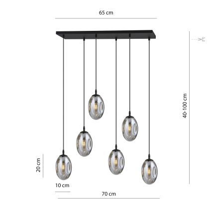 Pendel ASTRAL 6xE14/10W/230V sort/røget