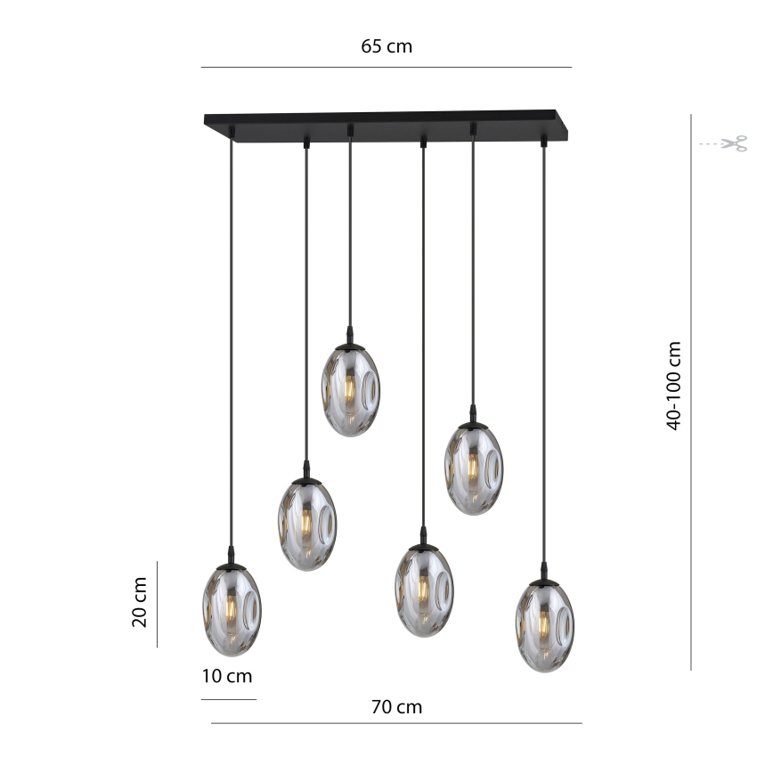 Pendel ASTRAL 6xE14/10W/230V sort/røget