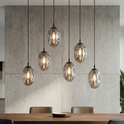 Pendel ASTRAL 6xE14/10W/230V sort/røget