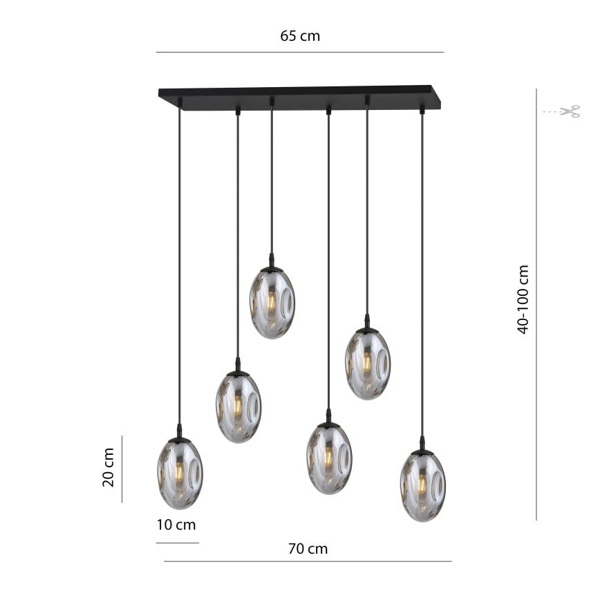 Pendel ASTRAL 6xE14/10W/230V sort/røget