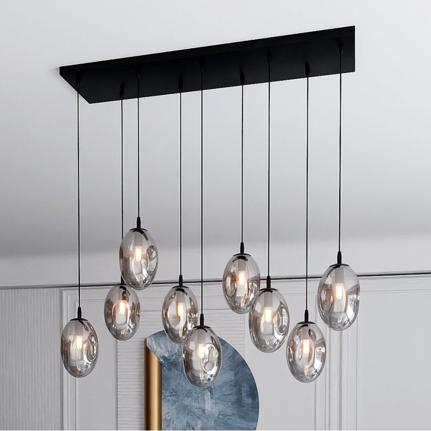 Pendel ASTRAL 9xE14/10W/230V sort/røget