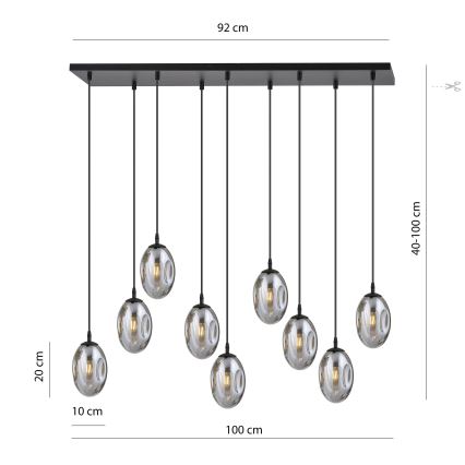 Pendel ASTRAL 9xE14/10W/230V sort/røget