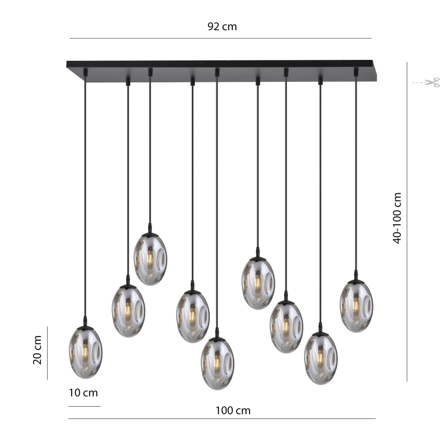 Pendel ASTRAL 9xE14/10W/230V sort/røget