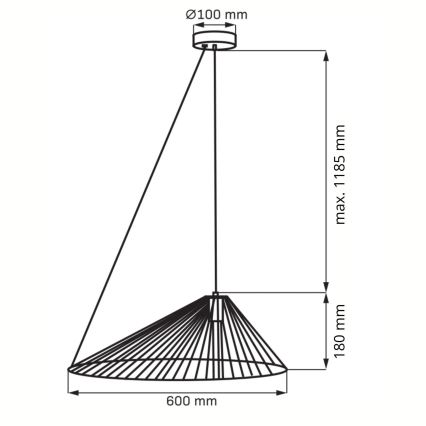 Pendel AURORA 1xE27/20W/230V diameter 60 cm sort