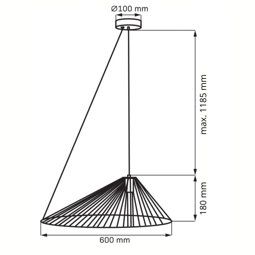 Pendel AURORA 1xE27/20W/230V diameter 60 cm sort