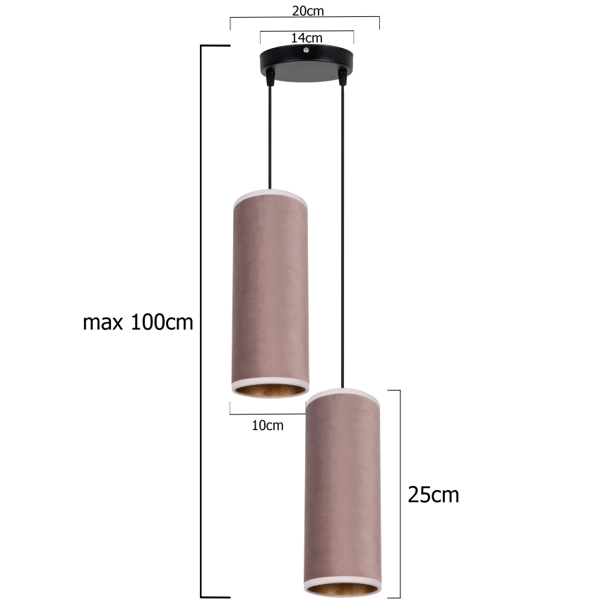 Pendel AVALO 2xE27/60W/230V diameter 20 cm lyserød