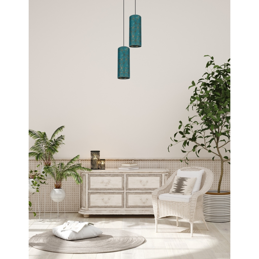 Pendel AVALO 2xE27/60W/230V diameter 20 cm turkis/gylden