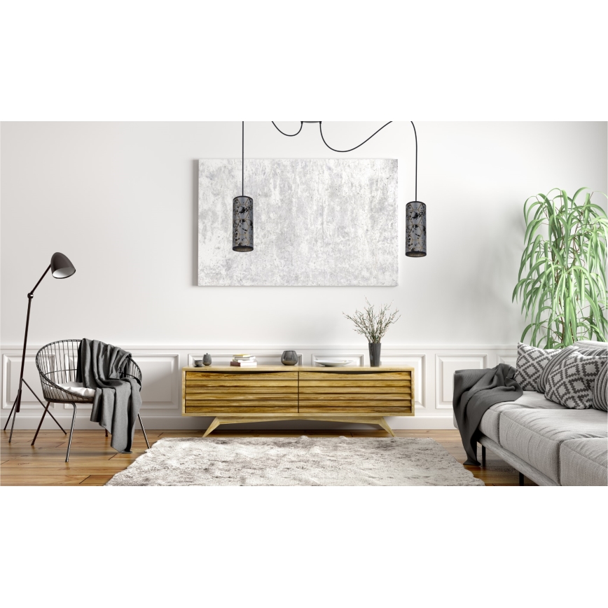 Pendel AVALO 2xE27/60W/230V edderkop grå/sort