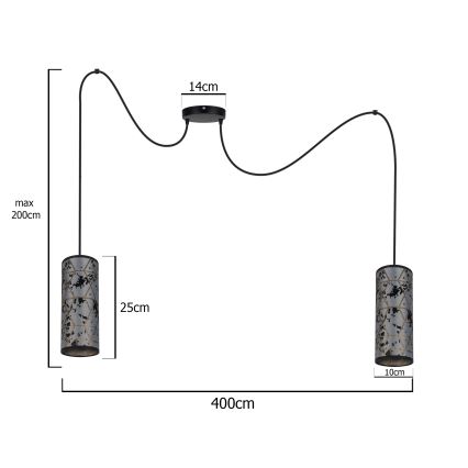 Pendel AVALO 2xE27/60W/230V edderkop grå/sort