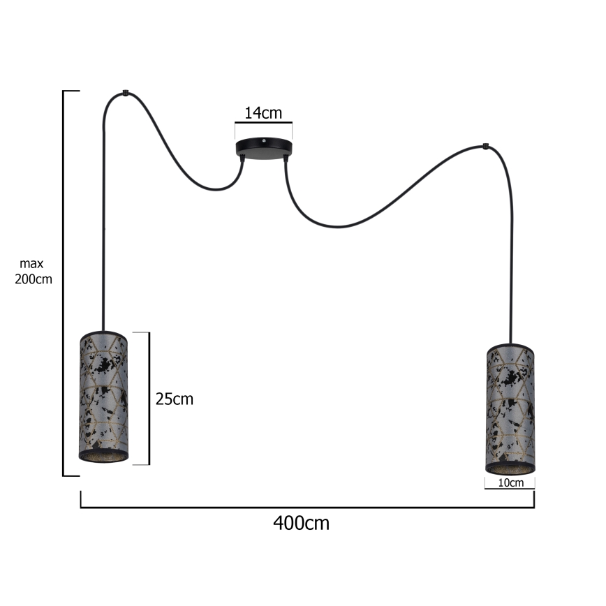 Pendel AVALO 2xE27/60W/230V edderkop grå/sort
