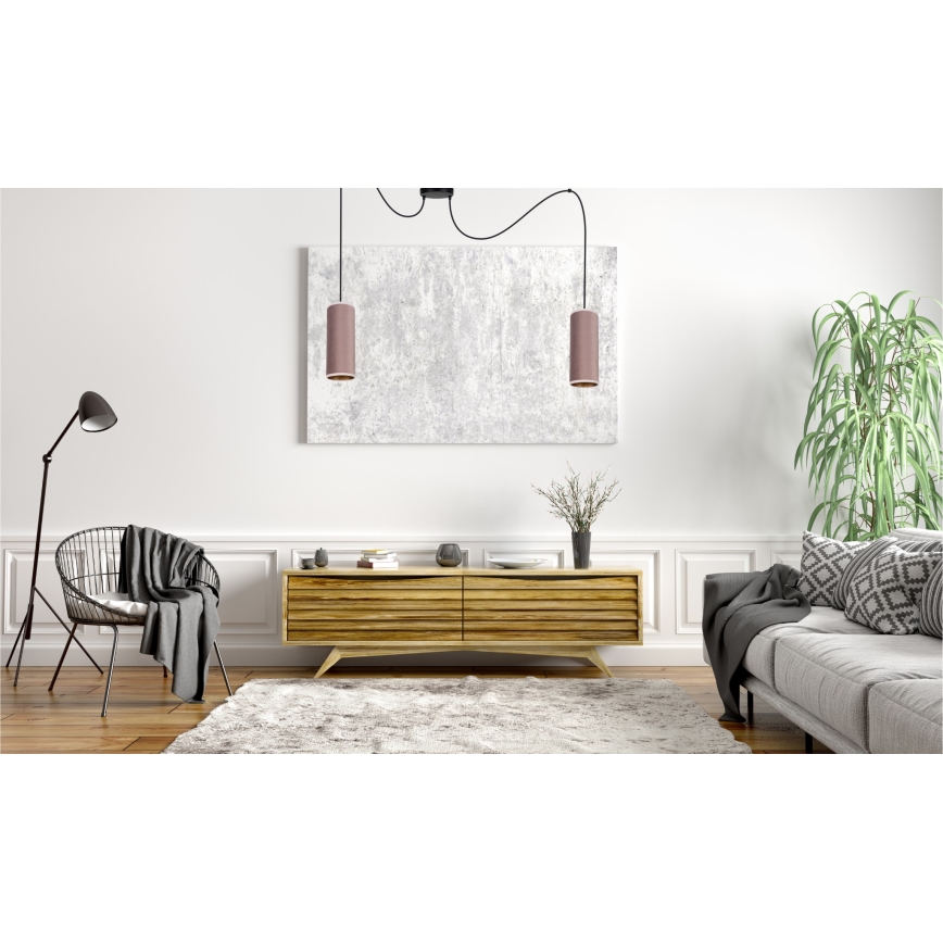 Pendel AVALO 2xE27/60W/230V edderkop lyserød/kobber