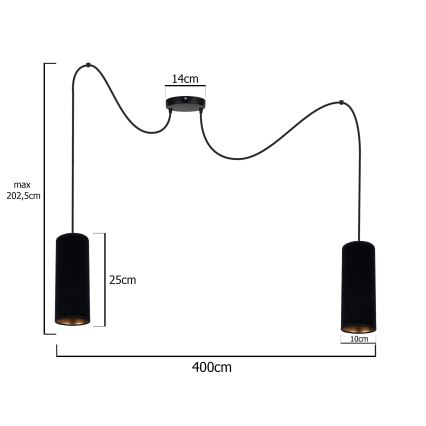 Pendel AVALO 2xE27/60W/230V edderkop sort