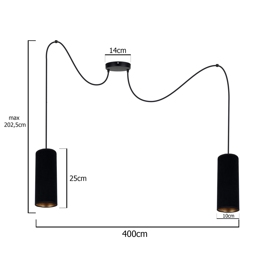 Pendel AVALO 2xE27/60W/230V edderkop sort