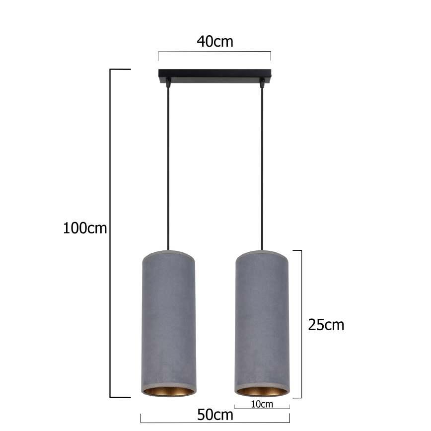 Pendel AVALO 2xE27/60W/230V grå