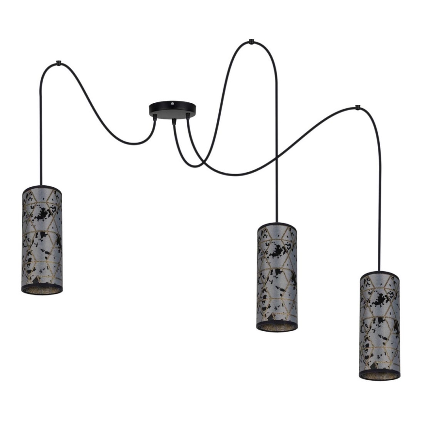 Pendel AVALO 3xE27/60W/230V edderkop grå/sort