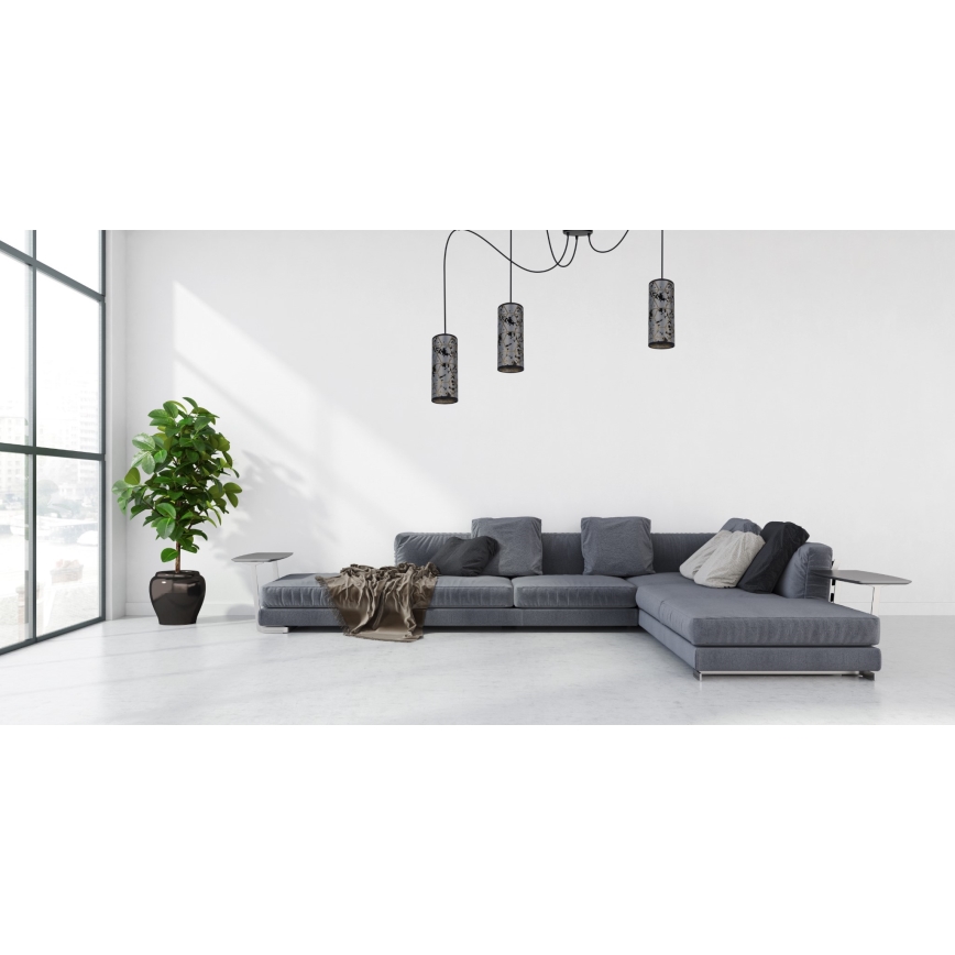 Pendel AVALO 3xE27/60W/230V edderkop grå/sort