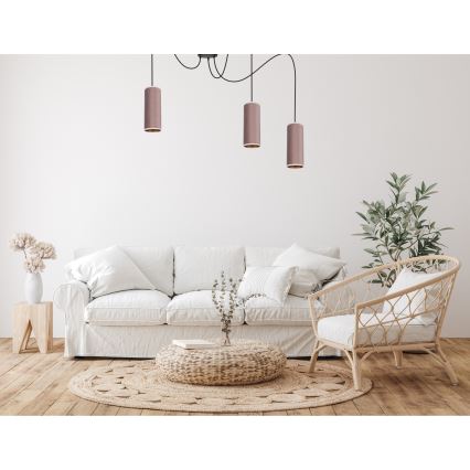 Pendel AVALO 3xE27/60W/230V edderkop lyserød/kobber