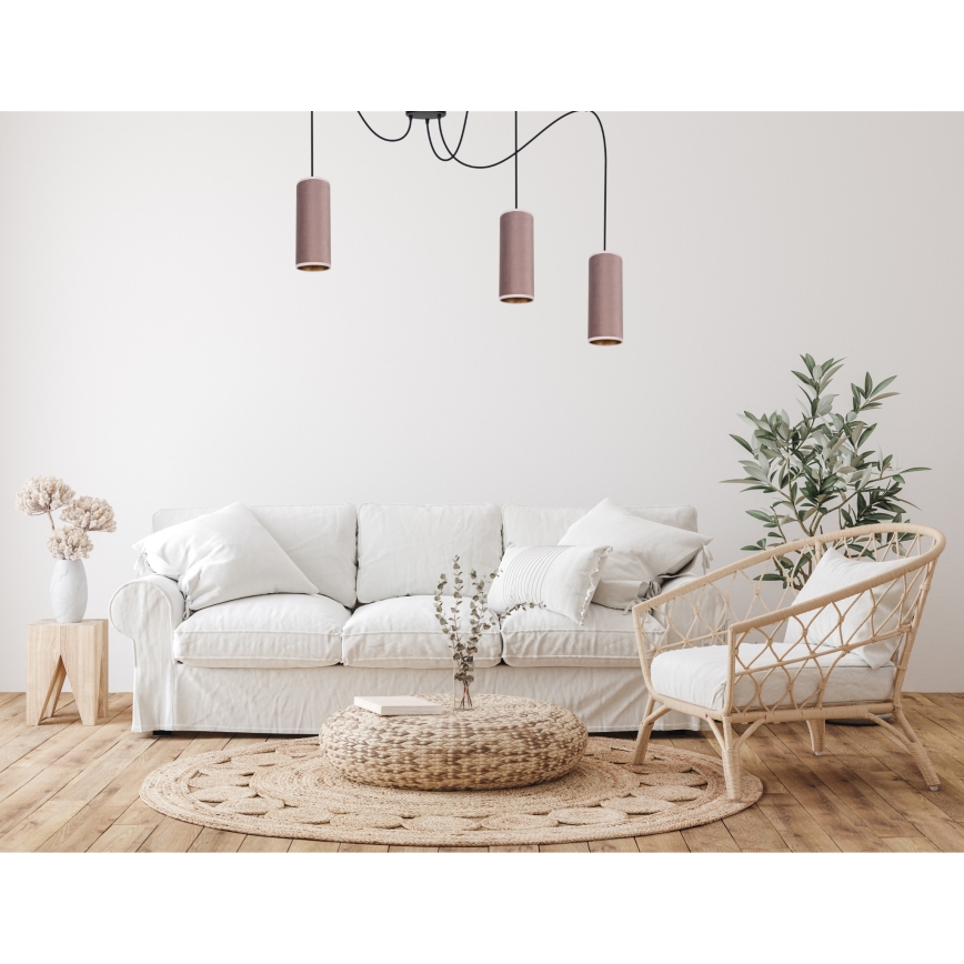 Pendel AVALO 3xE27/60W/230V edderkop lyserød/kobber