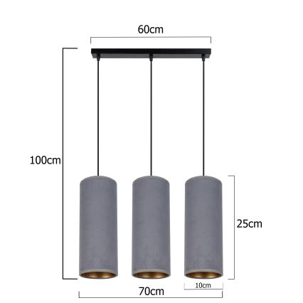 Pendel AVALO 3xE27/60W/230V grå