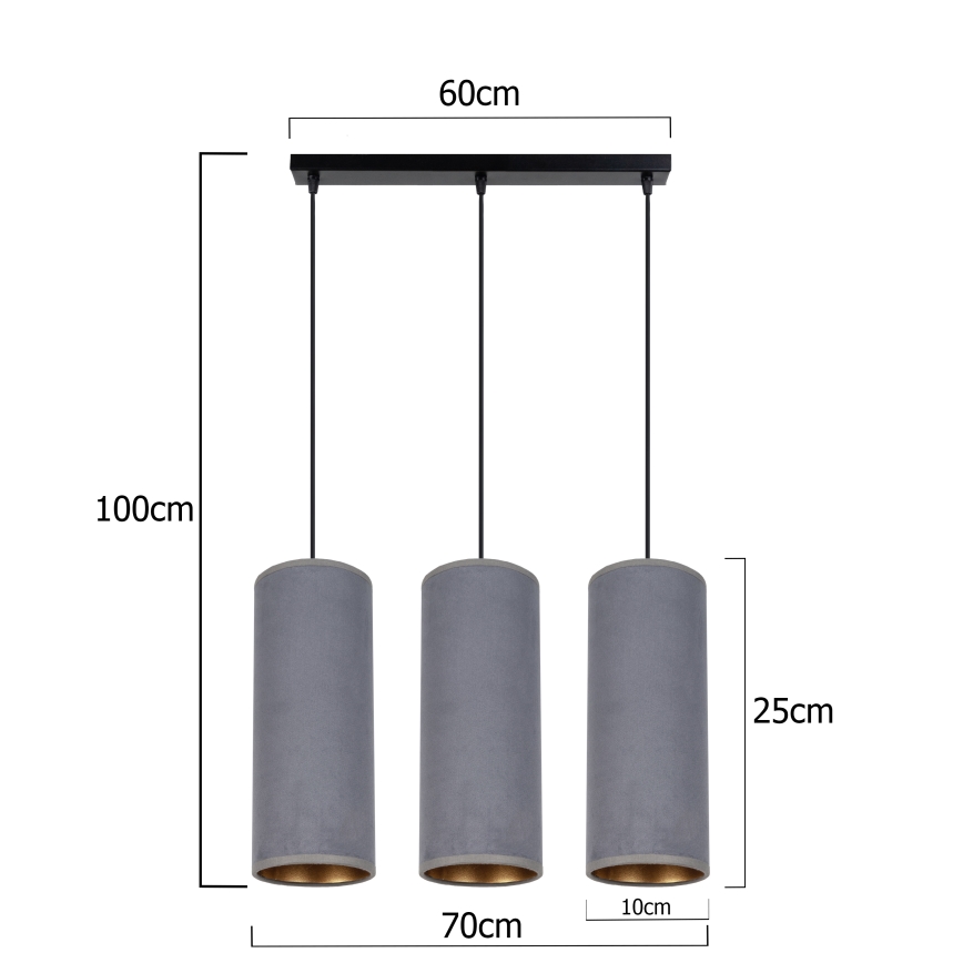 Pendel AVALO 3xE27/60W/230V grå
