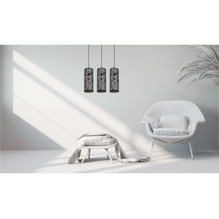 Pendel AVALO 3xE27/60W/230V grå/sort