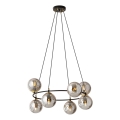Pendel AZURA 8xE14/10W/230V sort/grå