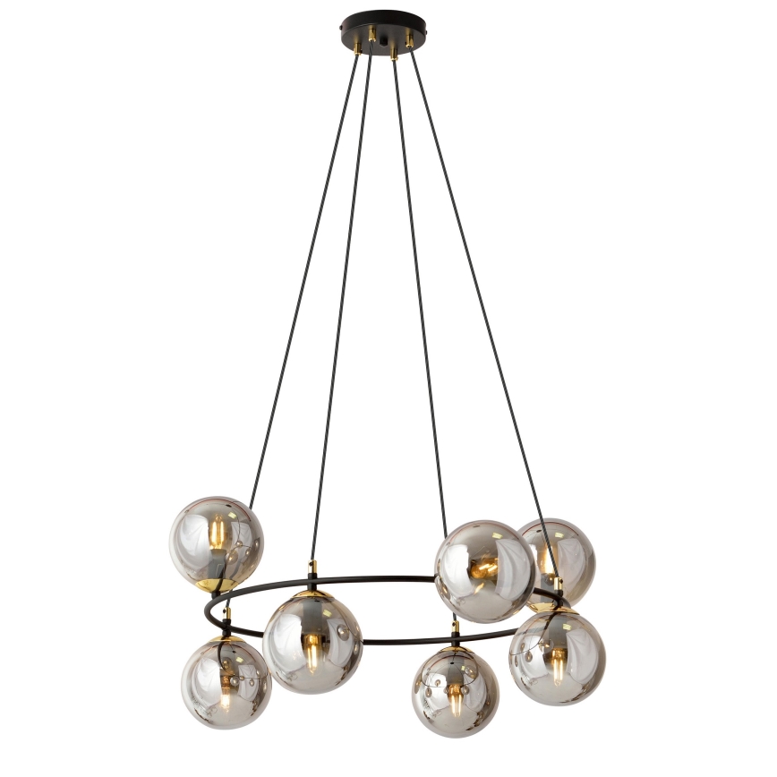 Pendel AZURA 8xE14/10W/230V sort/grå