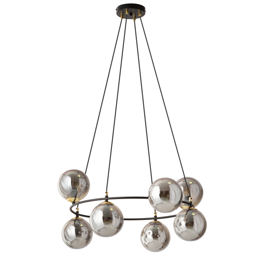 Pendel AZURA 8xE14/10W/230V sort/grå