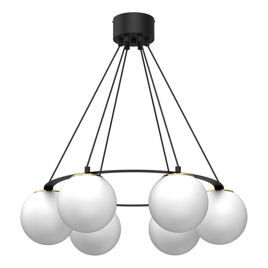 Pendel BALLO 6xE27/15W/230V sort/hvid