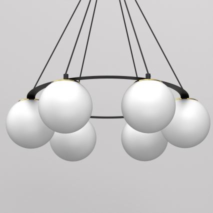 Pendel BALLO 6xE27/15W/230V sort/hvid