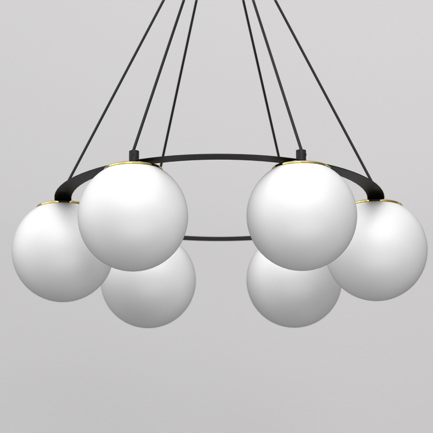 Pendel BALLO 6xE27/15W/230V sort/hvid