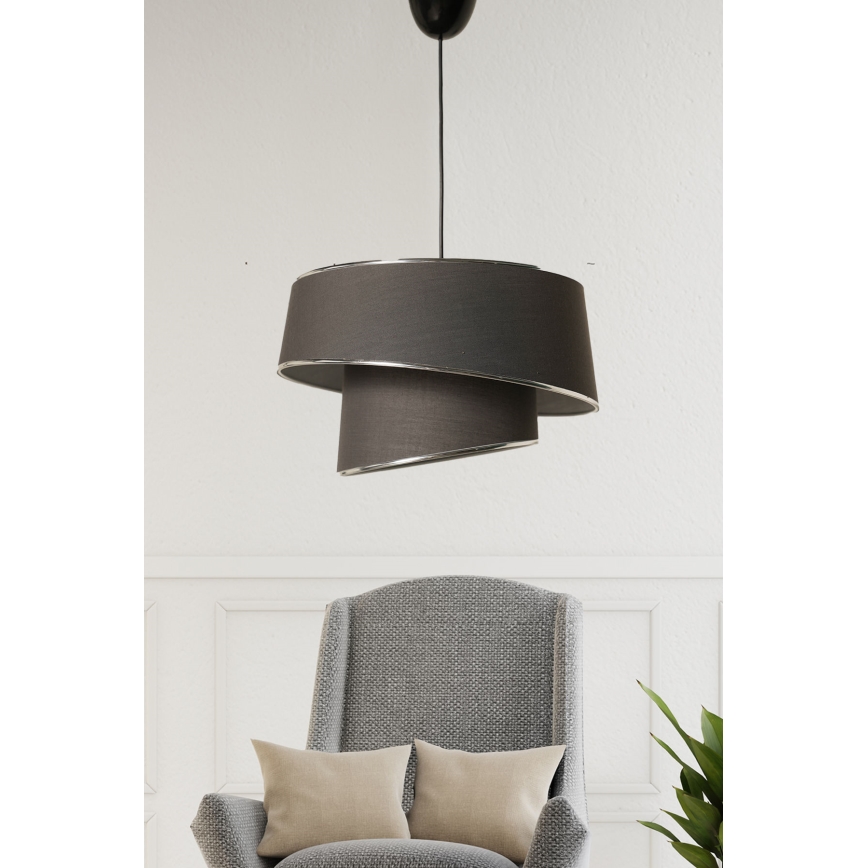 Pendel BARETTE 1xE27/60W/230V antracitgrå/skinnende krom