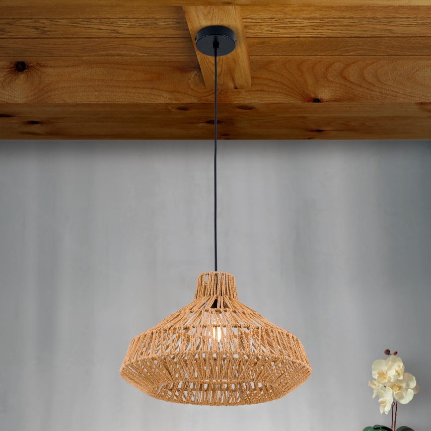 Pendel BASKET 1xE27/40W/230V diameter 40 cm hemp