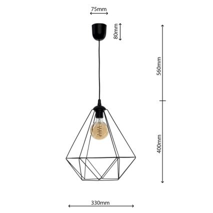 Pendel BASKET 1xE27/60W/230V sort