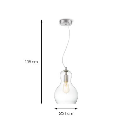 Pendel BELLO 1xE27/40W/230V diameter 21 cm transparent