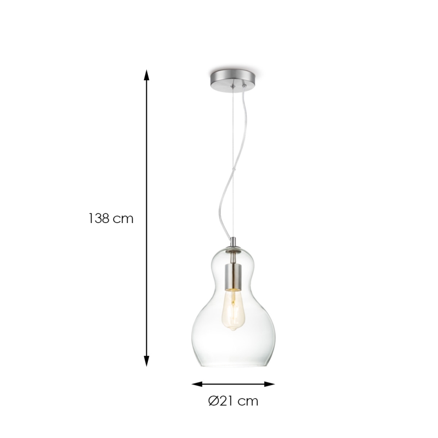 Pendel BELLO 1xE27/40W/230V diameter 21 cm transparent