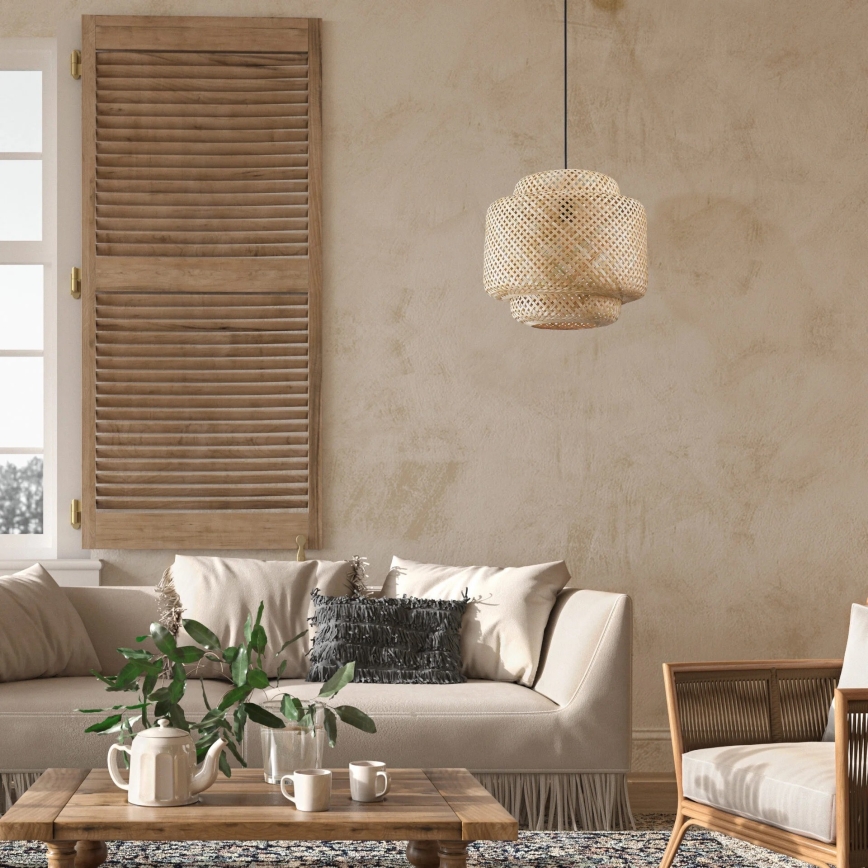 Pendel BERTA 1xE27/20W/230V diameter 40 cm bambus