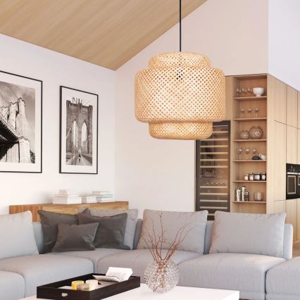 Pendel BERTA 1xE27/20W/230V diameter 50 cm bambus