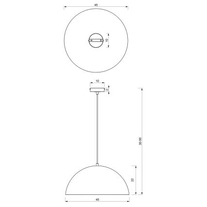 Pendel BETA 1xE27/60W/230V diam. 45 cm sort