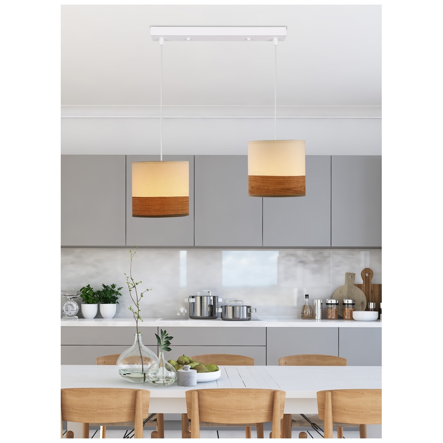 Pendel BIANCO 2xE27/40W/230V hvid/brun