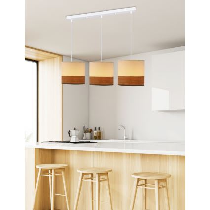 Pendel BIANCO 3xE27/40W/230V hvid/brun