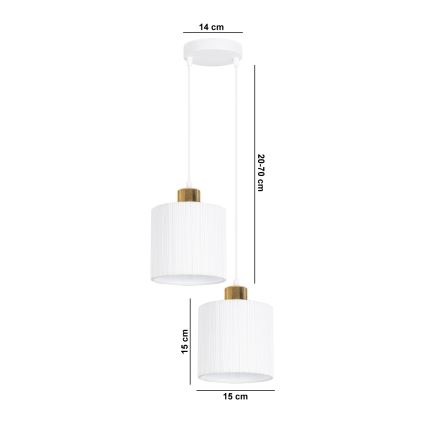 Pendel BIZO 2xE27/60W/230V hvid/guld