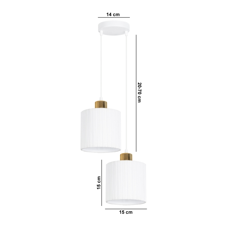 Pendel BIZO 2xE27/60W/230V hvid/guld