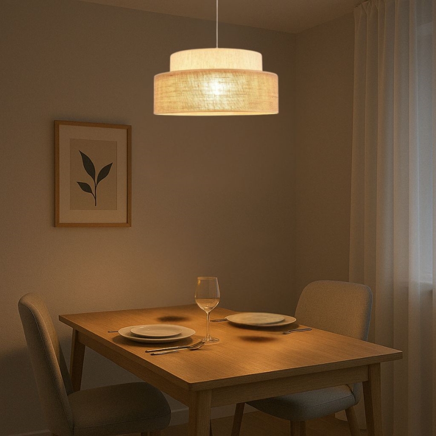 Pendel BOHO 1xE27/60W/230V cremefarvet/beige