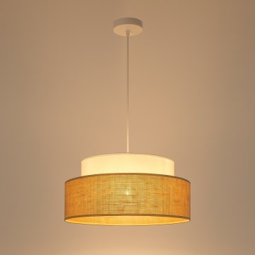 Pendel BOHO 1xE27/60W/230V diameter 40 cm hvid/beige