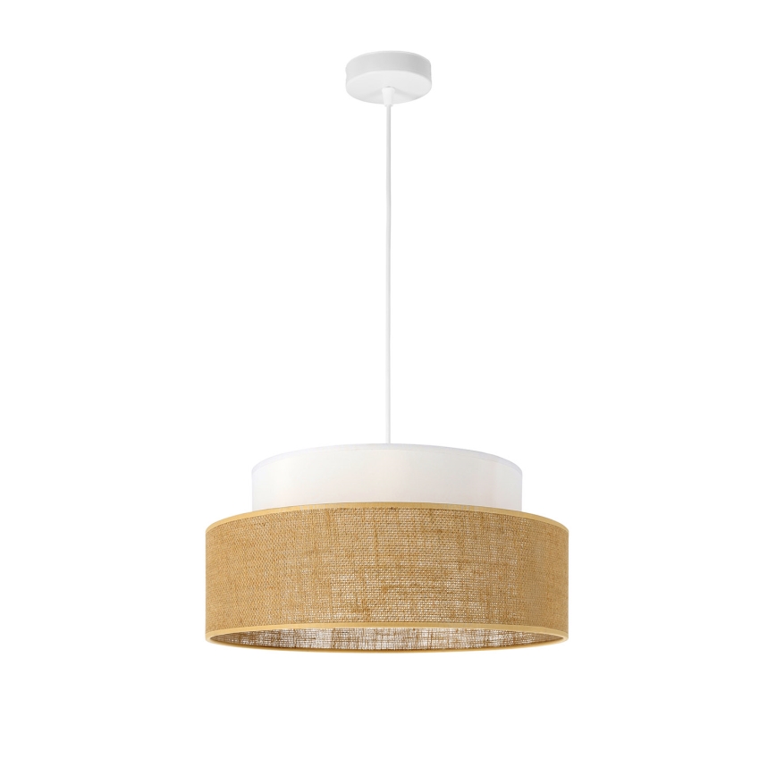 Pendel BOHO 1xE27/60W/230V diameter 40 cm hvid/beige