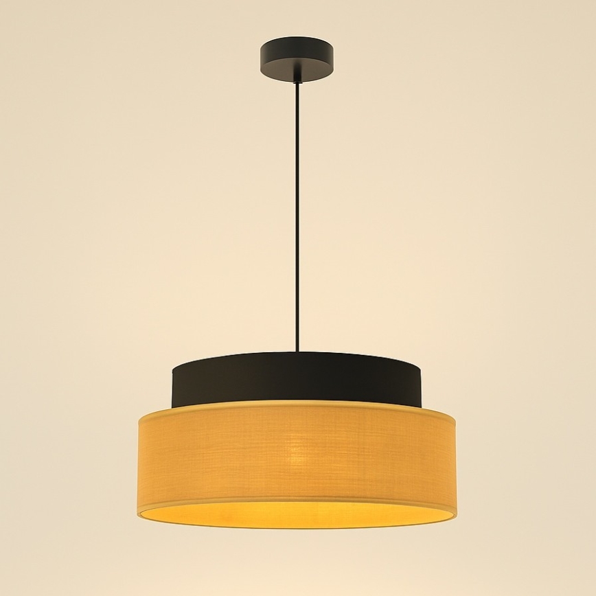 Pendel BOHO 1xE27/60W/230V diameter 40 cm sort/beige