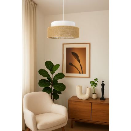 Pendel BOHO 1xE27/60W/230V hvid/beige